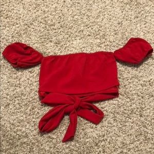 Pretty Little Thing Red Tie Crop Top